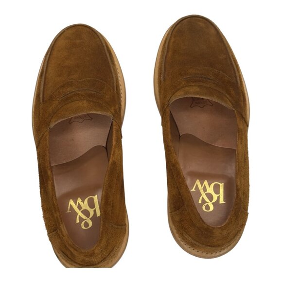 B&W Men’s Suede Penny Loafers Vibram Morflex Sole Size 11 Cognac Brown - Picture 2 of 14